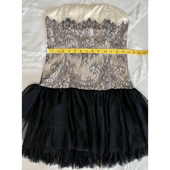 Sugar Thrillz Corset Lace Tulle Mini Dress Black Cream Small - Picture 6 of 7